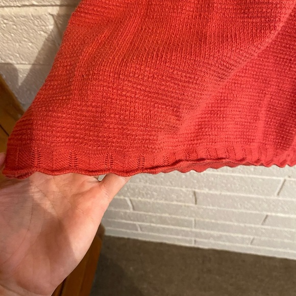 We the Free People Lace Back V Neck Burnt Pink Stretchy Ribbed Top Ruffle edge - Picture 6 of 9